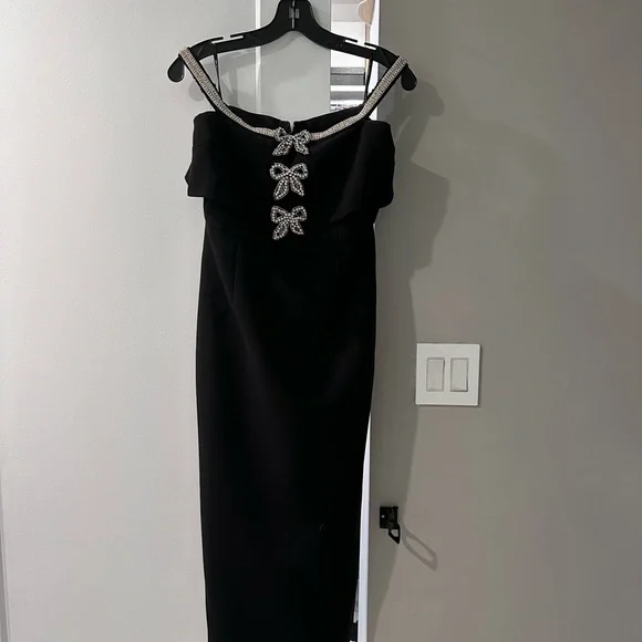 Self-Portrait | Dresses | Selfportrait Crepe Bow Midi Dress Black Nwt |  Poshmark